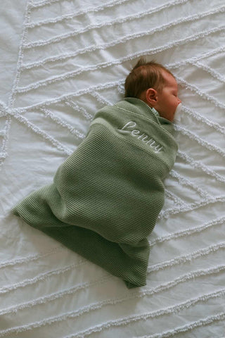 Personalised Knit Blanket - Sage