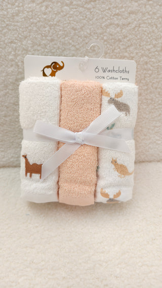 6pk Washcloth - Animal