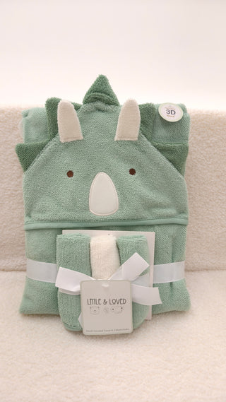 Hooded Towel & Washcloths- Dinosaur