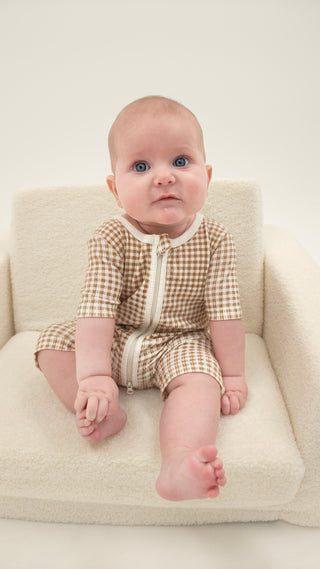 Short Sleeve Sleepsuit - Gingham