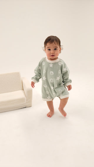 Long Sleeve Boxy Romper - Starfish