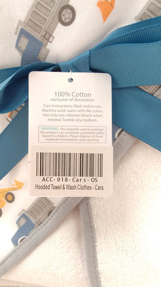 Hooded Towel & Wash Cloth - Excavator