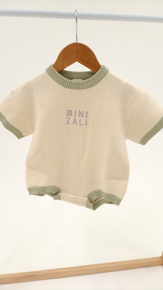 Short Sleeve Boxy Knit Romper - Cream